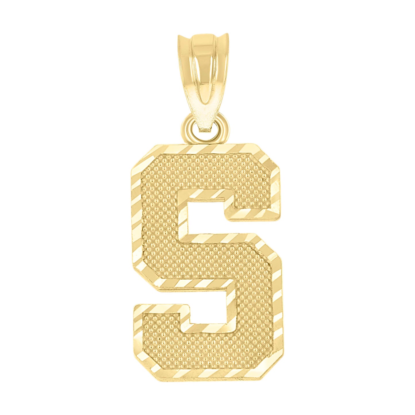 10k Yellow Gold Unisex Textured Initial Letter S Charm Pendant