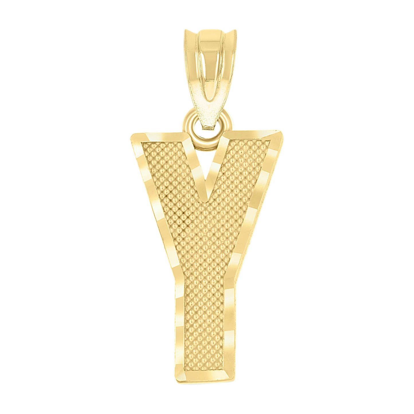 10k Yellow Gold Unisex Textured Initial Letter Y Charm Pendant