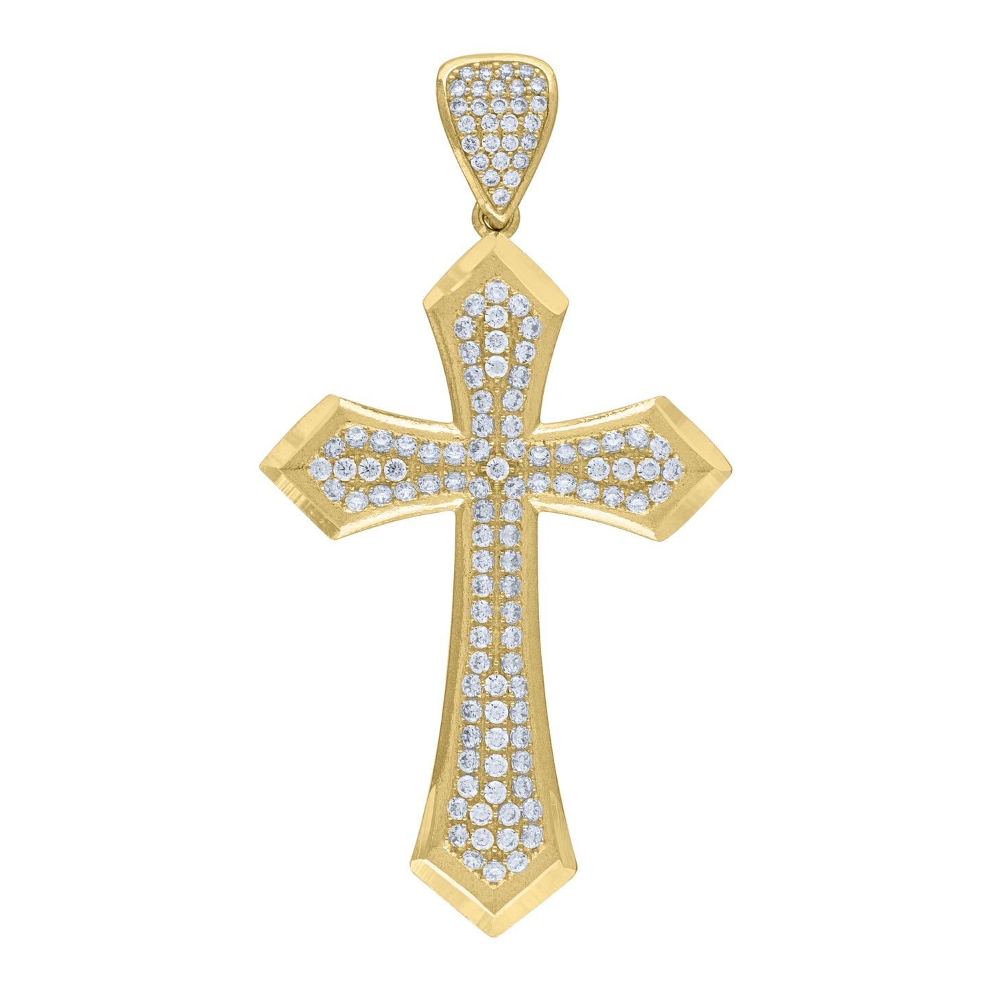 10k Yellow Gold Mens Cubic Zirconia Cross Religious Charm Pendant