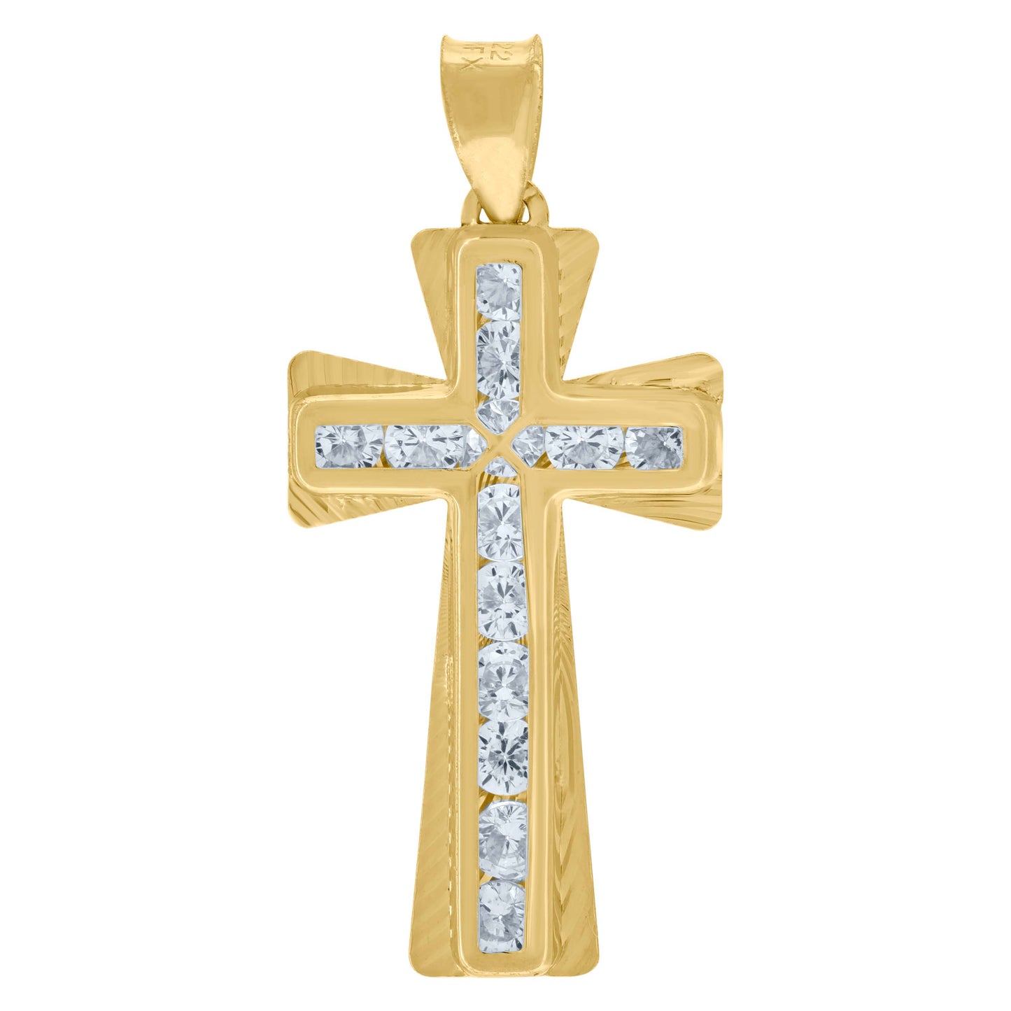 10kt Yellow Gold Cubic-Zirconia Unisex Textured Cross Religious Charm Pendant