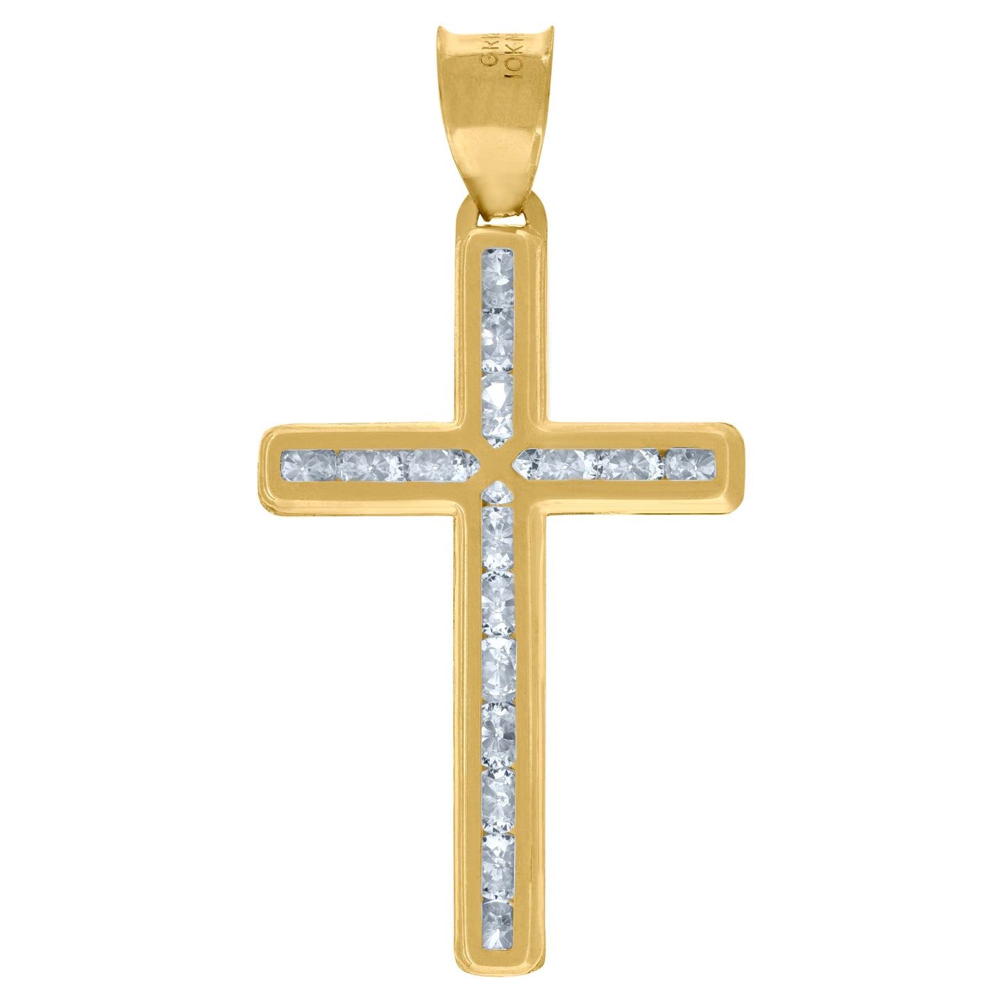10kt Yellow Gold Cubic-Zirconia Unisex Latin Cross Religious Charm Pendant