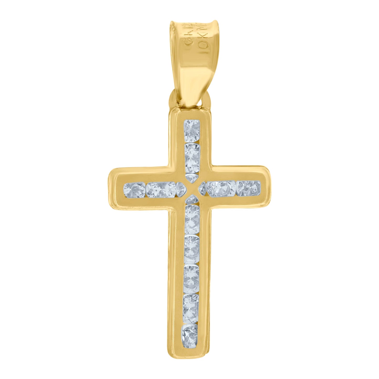 10kt Yellow Gold Cubic-Zirconia Unisex Latin Cross Religious Charm Pendant