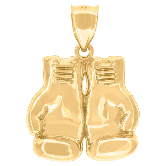 10k Yellow Gold Mens Sports Boxing Gloves Charm Pendant