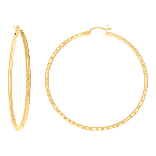 10k Yellow Gold Womens Ultra Light Round Tube 2mm X 55mm Hinged Hoops Huggies