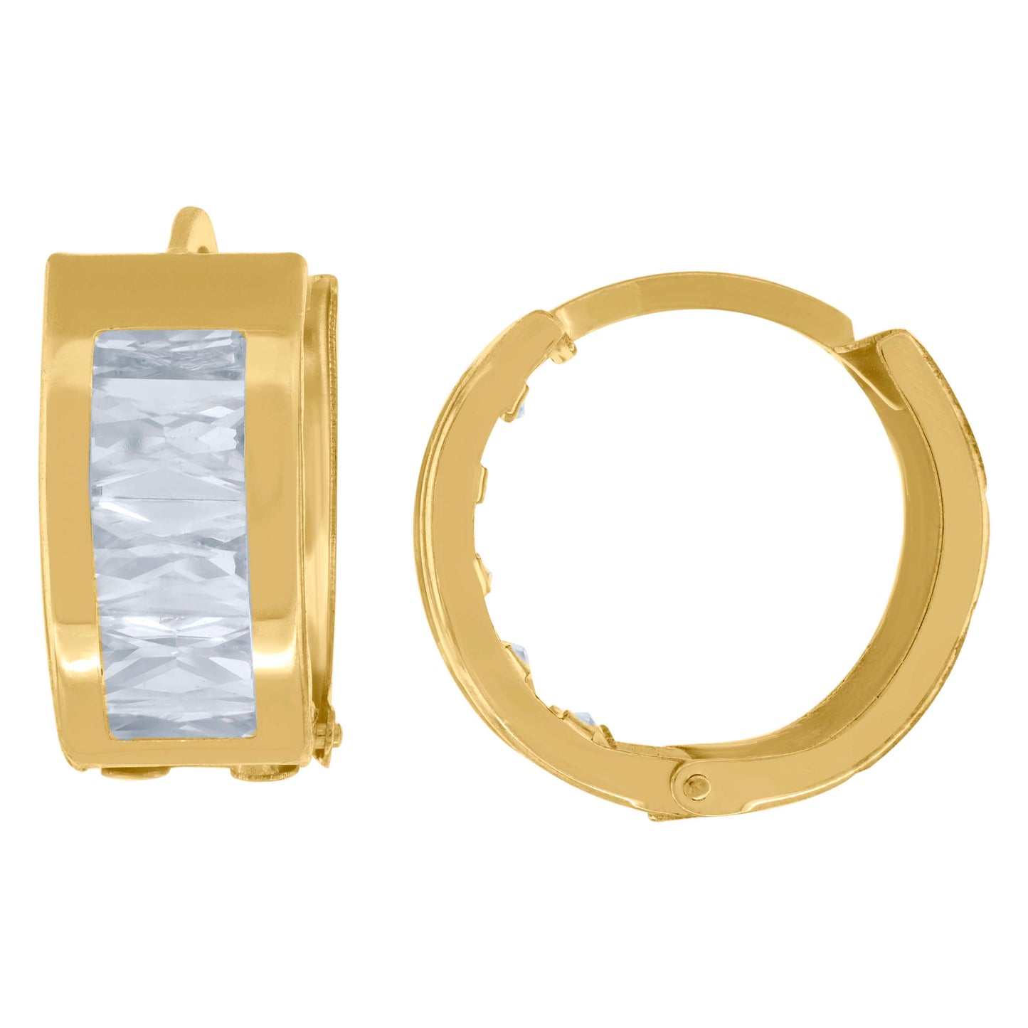 10k Yellow Gold Womens Cubic Zirconia Hoop Earrings