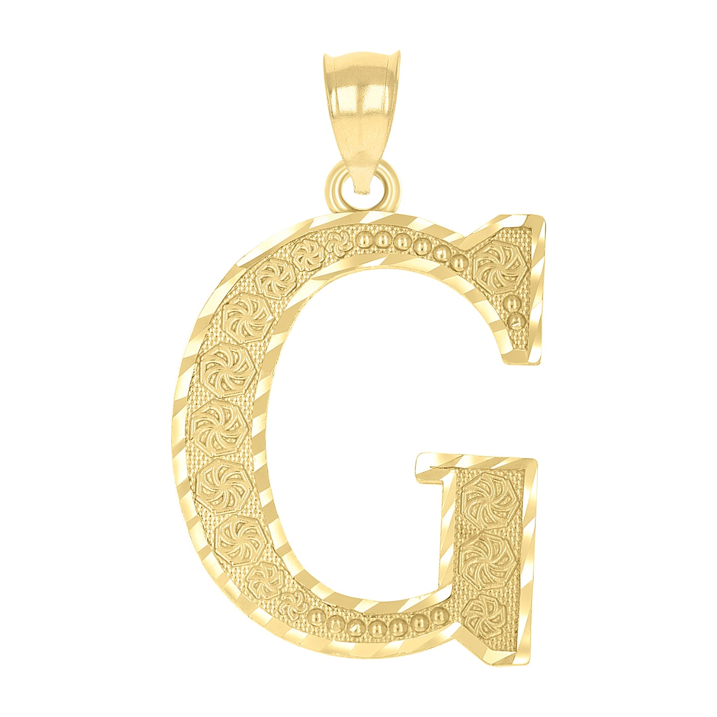 10k Yellow Gold Unisex Diamond Cut Initial Letter G Charm Pendant