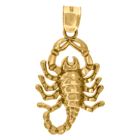 10k Yellow Gold Mens Scorpion Zodiac Sign/Wildlife Charm Pendant