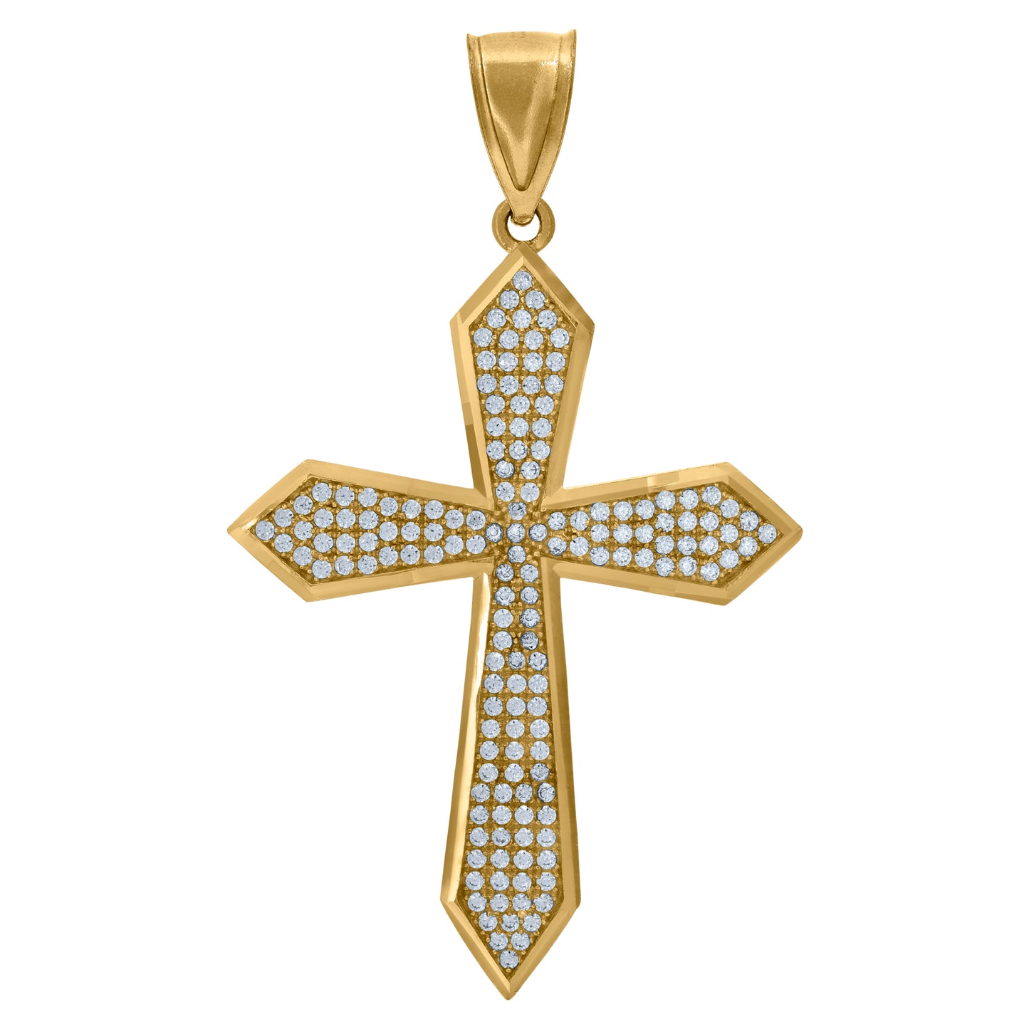 10k Yellow Gold Unisex Cubic Zirconia Passion Cross Religious Charm Pendant