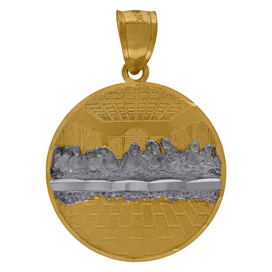 10kt Two-Tone Gold Diamond-Cut Last Supper Religious Charm Pendant