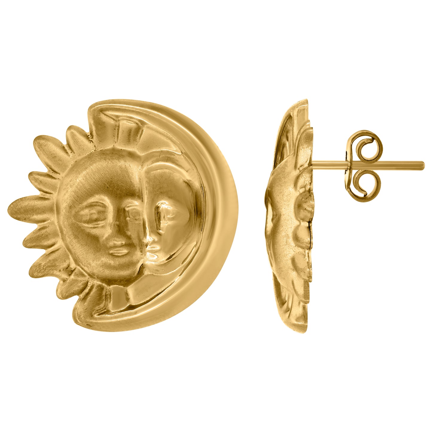 10k Yellow Gold Womens Day To Night Sun & Moon Stud Earrings