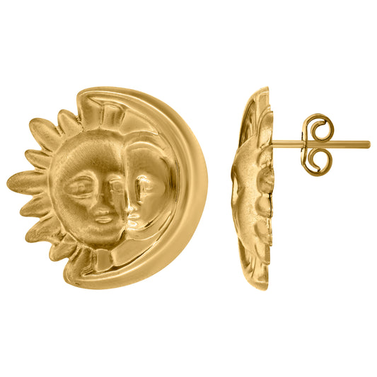 10k Yellow Gold Womens Day To Night Sun & Moon Stud Earrings