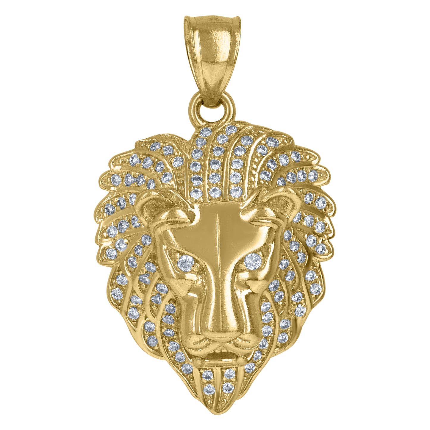 10k Yellow Gold Mens Cubic Zirconia Leo/Lion Zodiac Sign/Wildlife Charm Pendant
