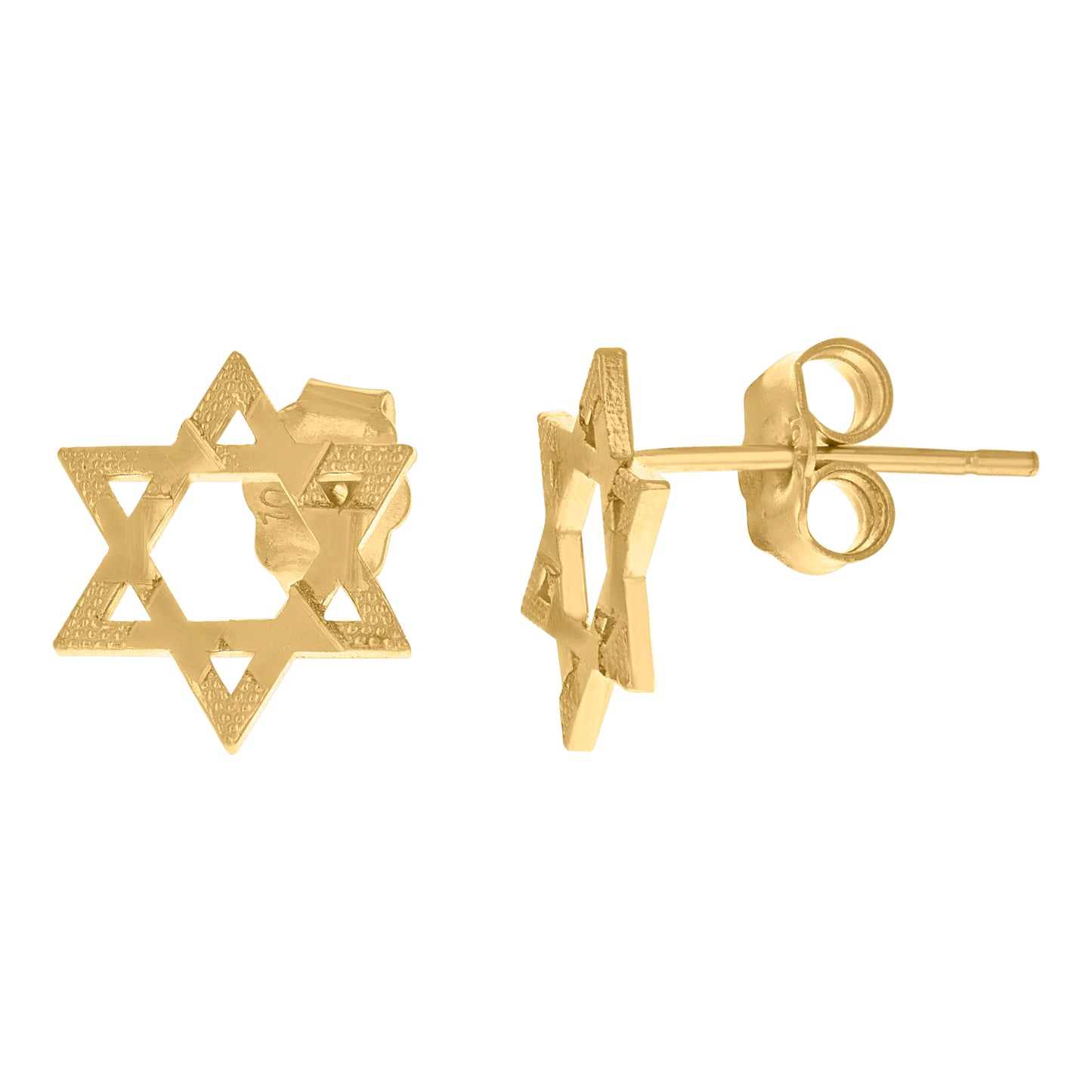 10k Yellow Gold Mens Religious Star Of David Stud Earrings