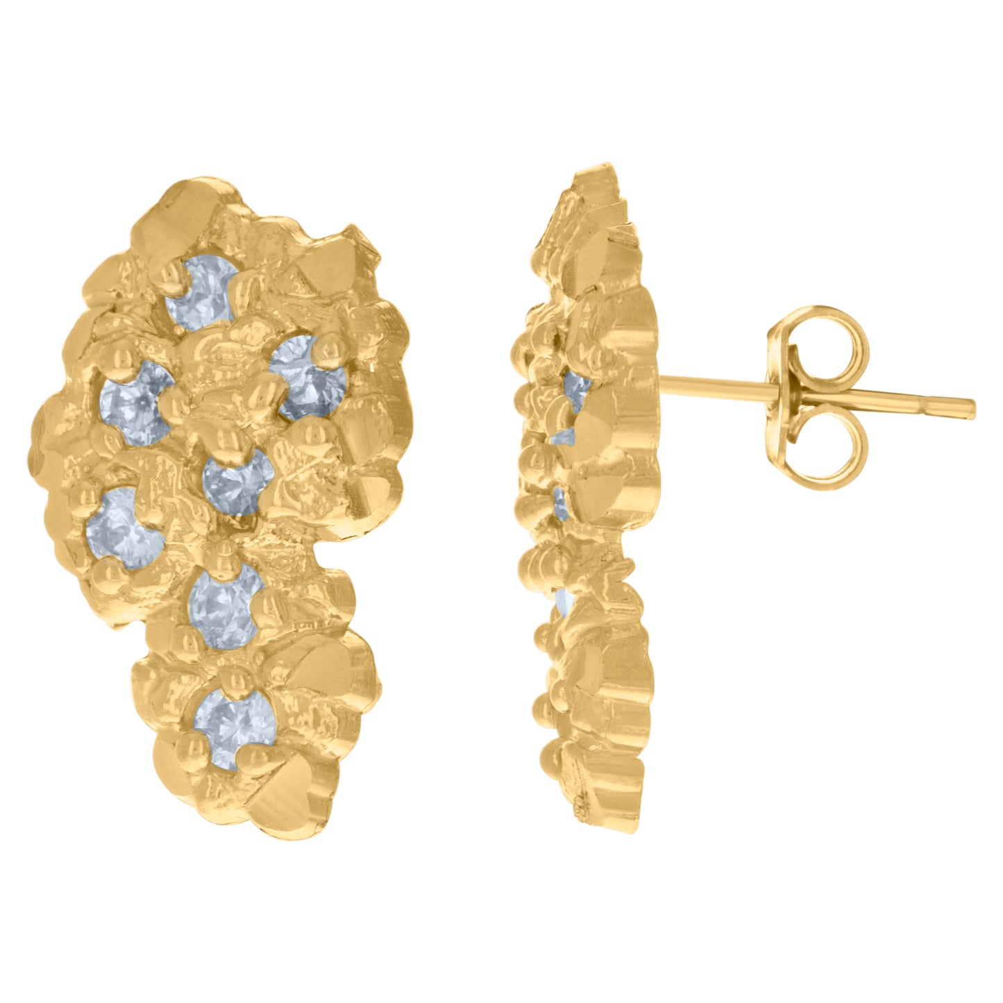 10k Yellow Gold Mens Cubic Zirconia Country Map Stud Earrings