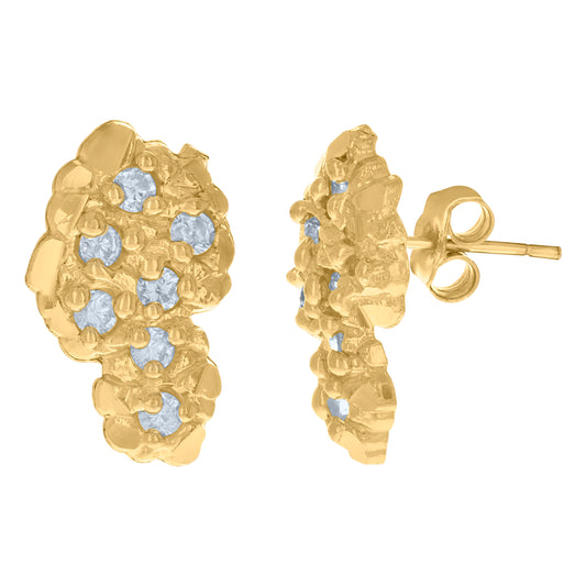 10k Yellow Gold Mens Cubic Zirconia Country Map Stud Earrings