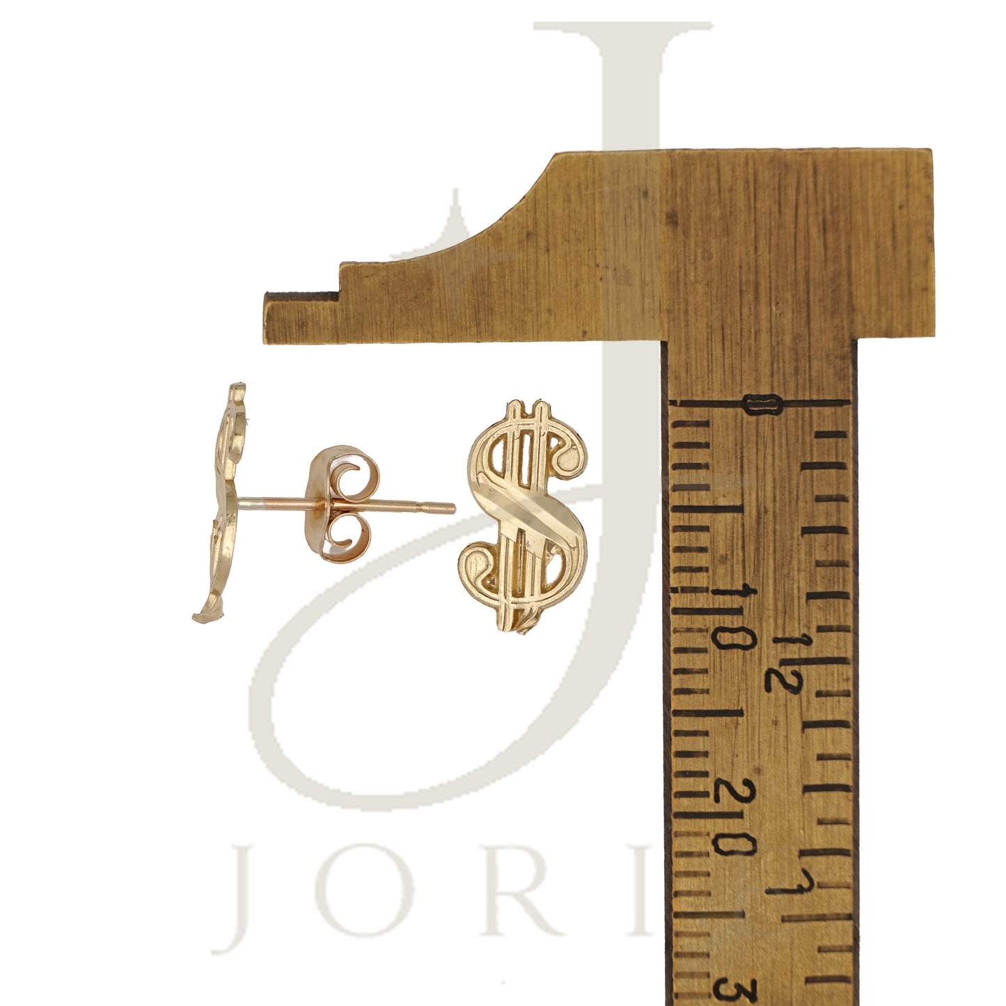 10k Yellow Gold Unisex Gambling Dollar Sign Stud Earrings