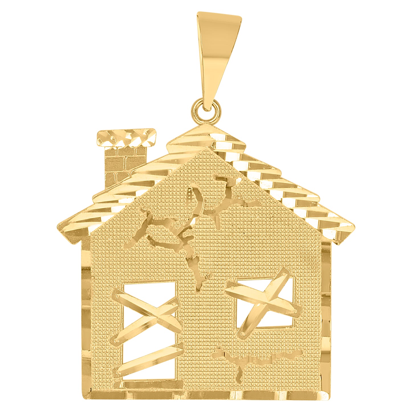 10k Yellow Gold Mens Trap House Fashion Charm Pendant