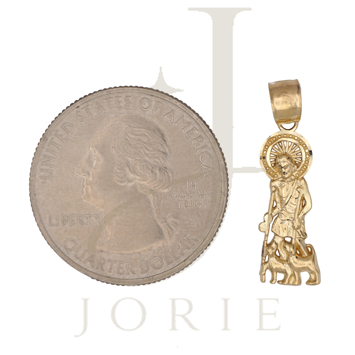10k Yellow Gold Unisex St. Lazarus Religious Charm Pendant
