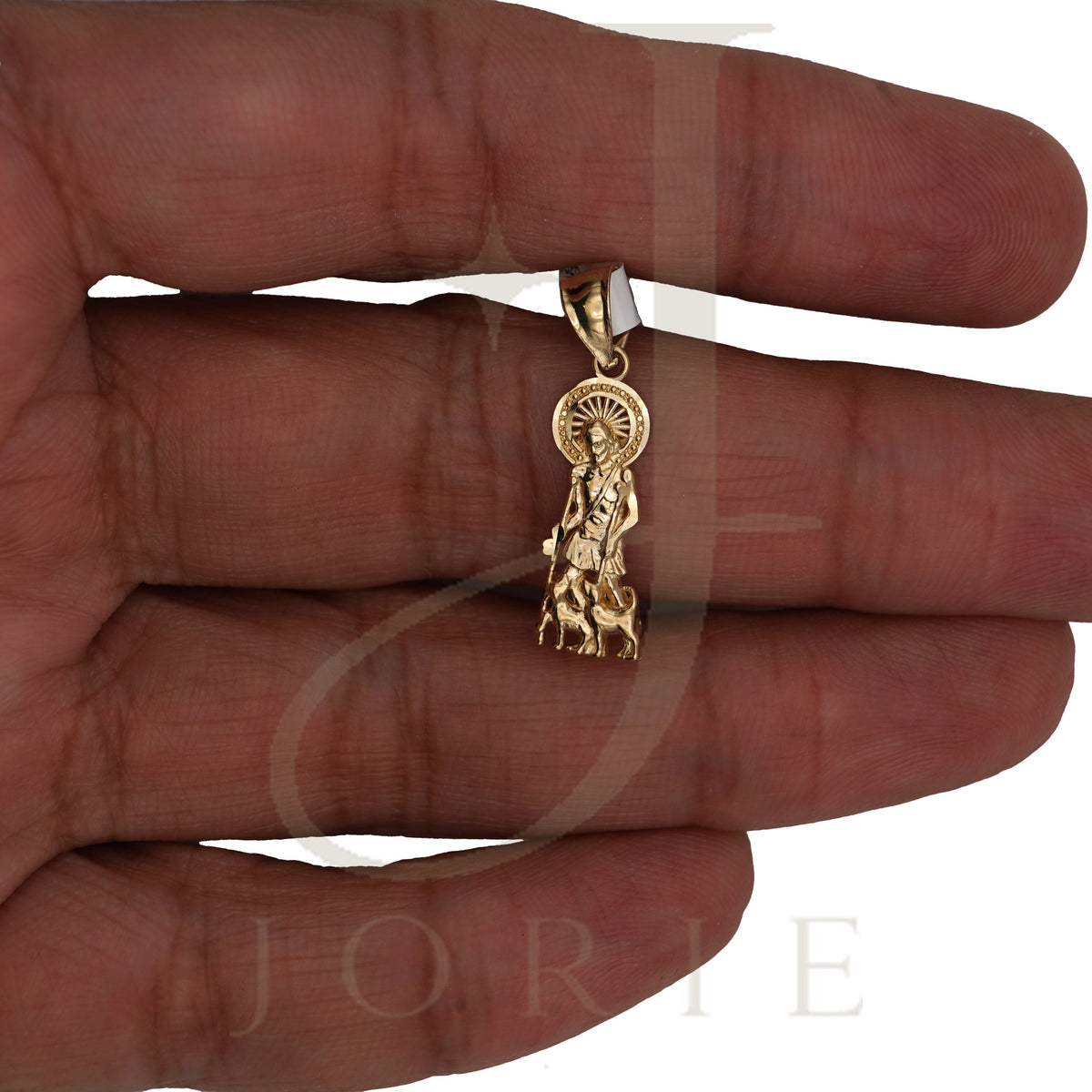 10k Yellow Gold Unisex St. Lazarus Religious Charm Pendant