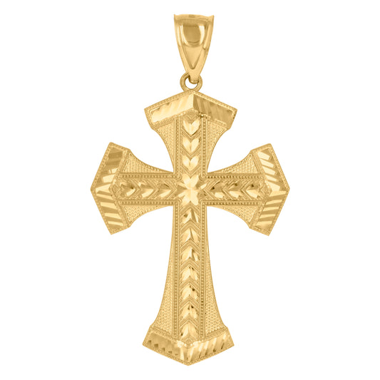 10k Yellow Gold Mens Cross Religious Charm Pendant