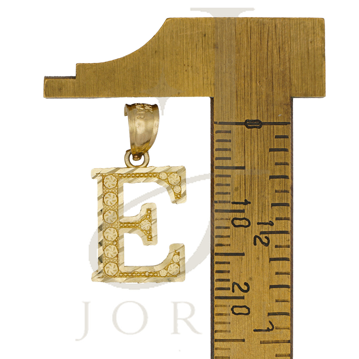 10k Yellow Gold Unisex Initial E Alphabet Charm Pendant
