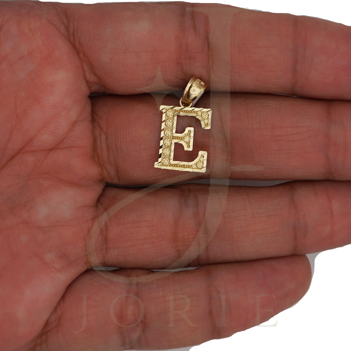 10k Yellow Gold Unisex Initial E Alphabet Charm Pendant