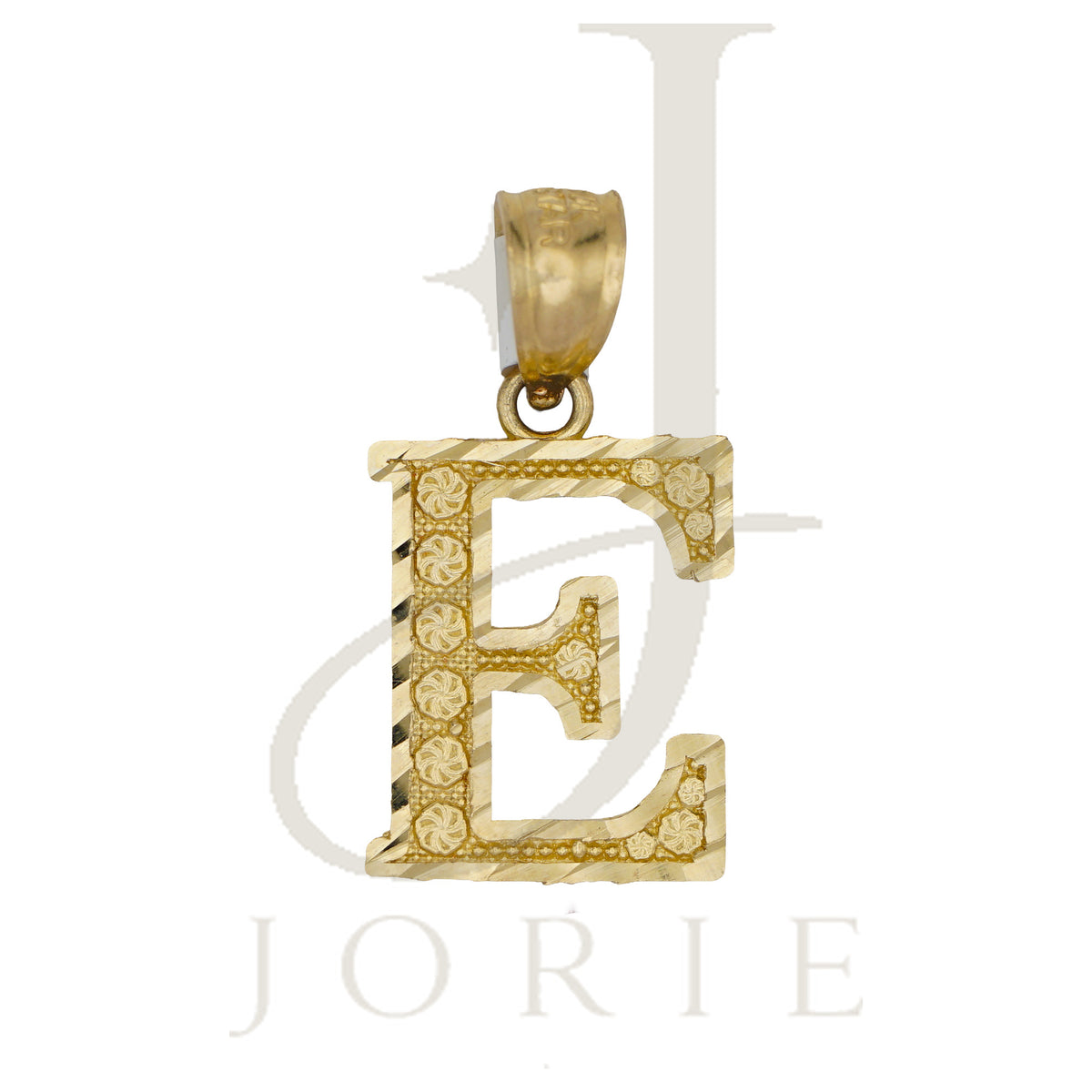 10k Yellow Gold Unisex Initial E Alphabet Charm Pendant
