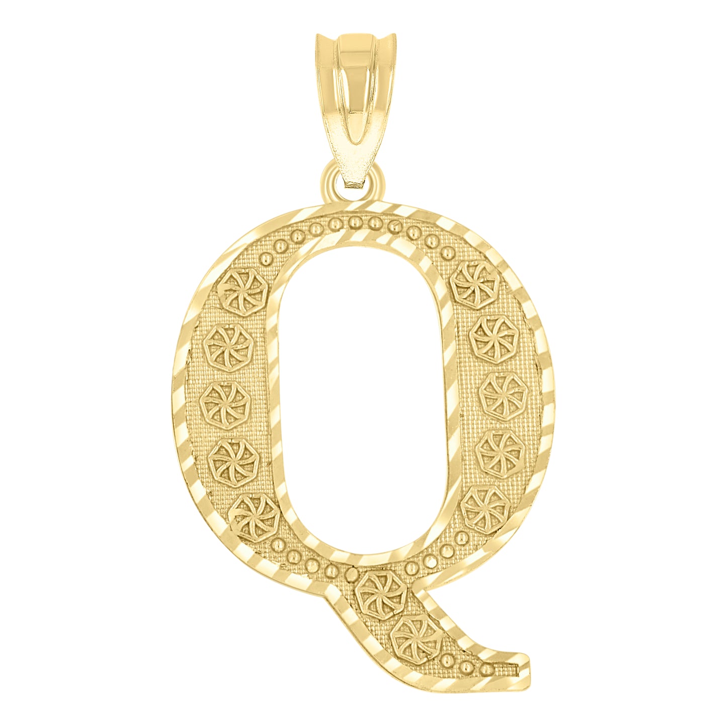 10k Yellow Gold Unisex Initial Q Alphabet Charm Pendant