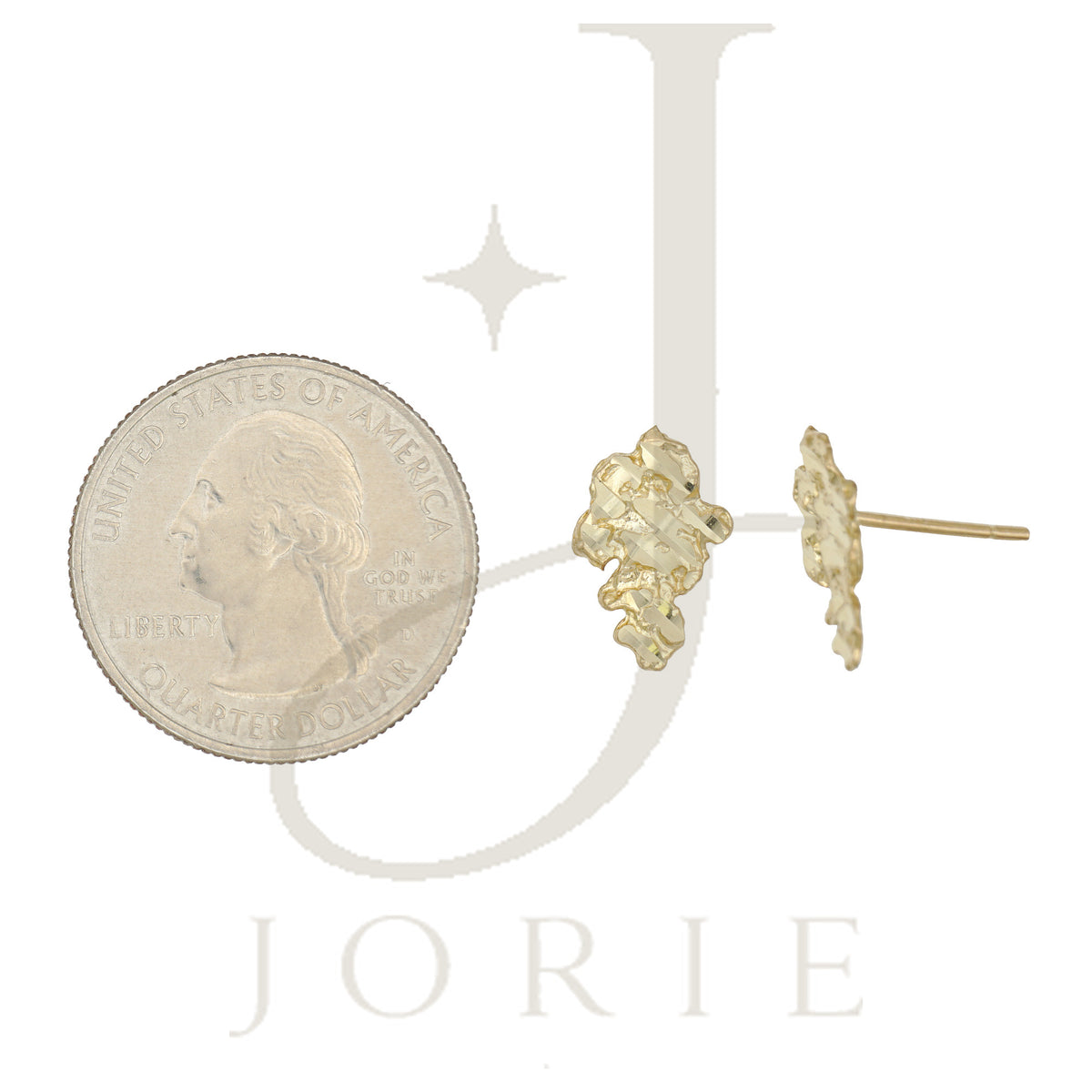 10k Yellow Gold Mens Nugget Stud Earrings