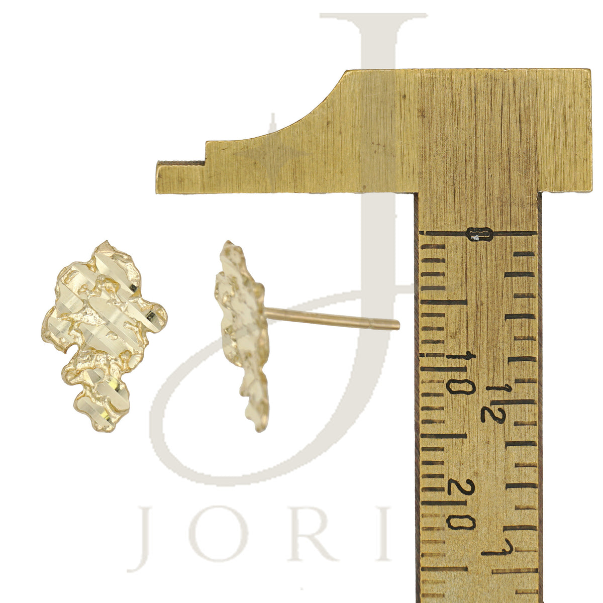 10k Yellow Gold Mens Nugget Stud Earrings