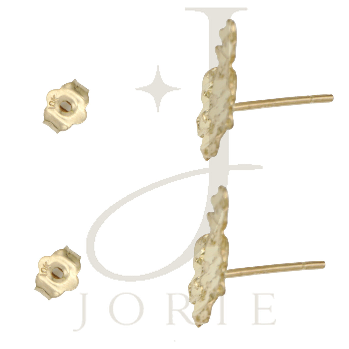 10k Yellow Gold Mens Nugget Stud Earrings