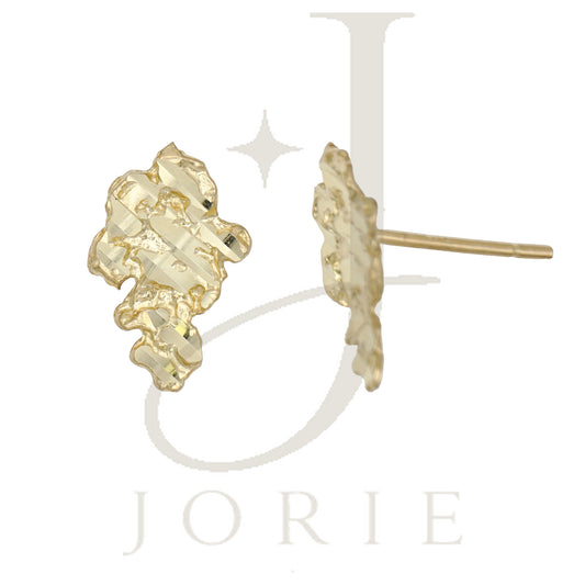 10k Yellow Gold Mens Nugget Stud Earrings
