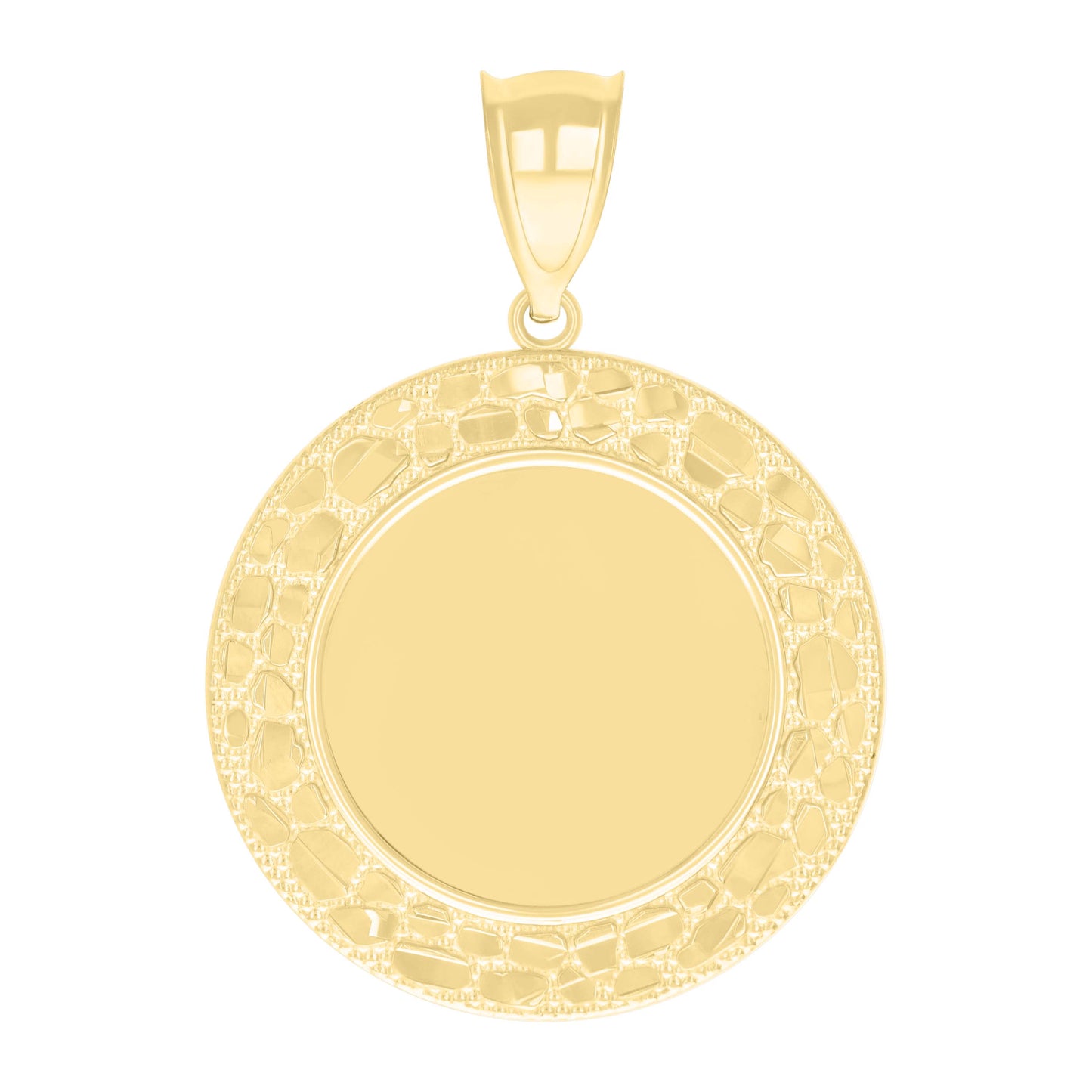 10k Yellow Gold Mens Nugget Medallion Fashion Charm Pendant