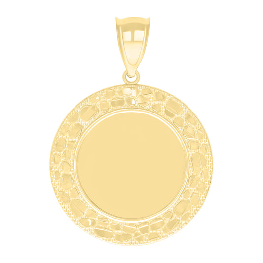 10k Yellow Gold Mens Nugget Medallion Fashion Charm Pendant