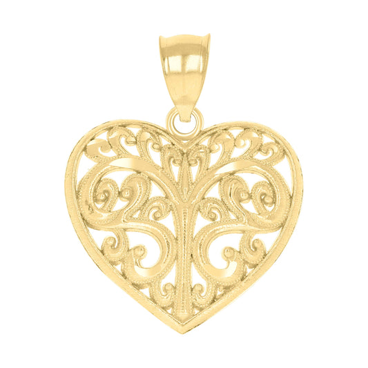 10k Yellow Gold Womens Heart Charm Pendant