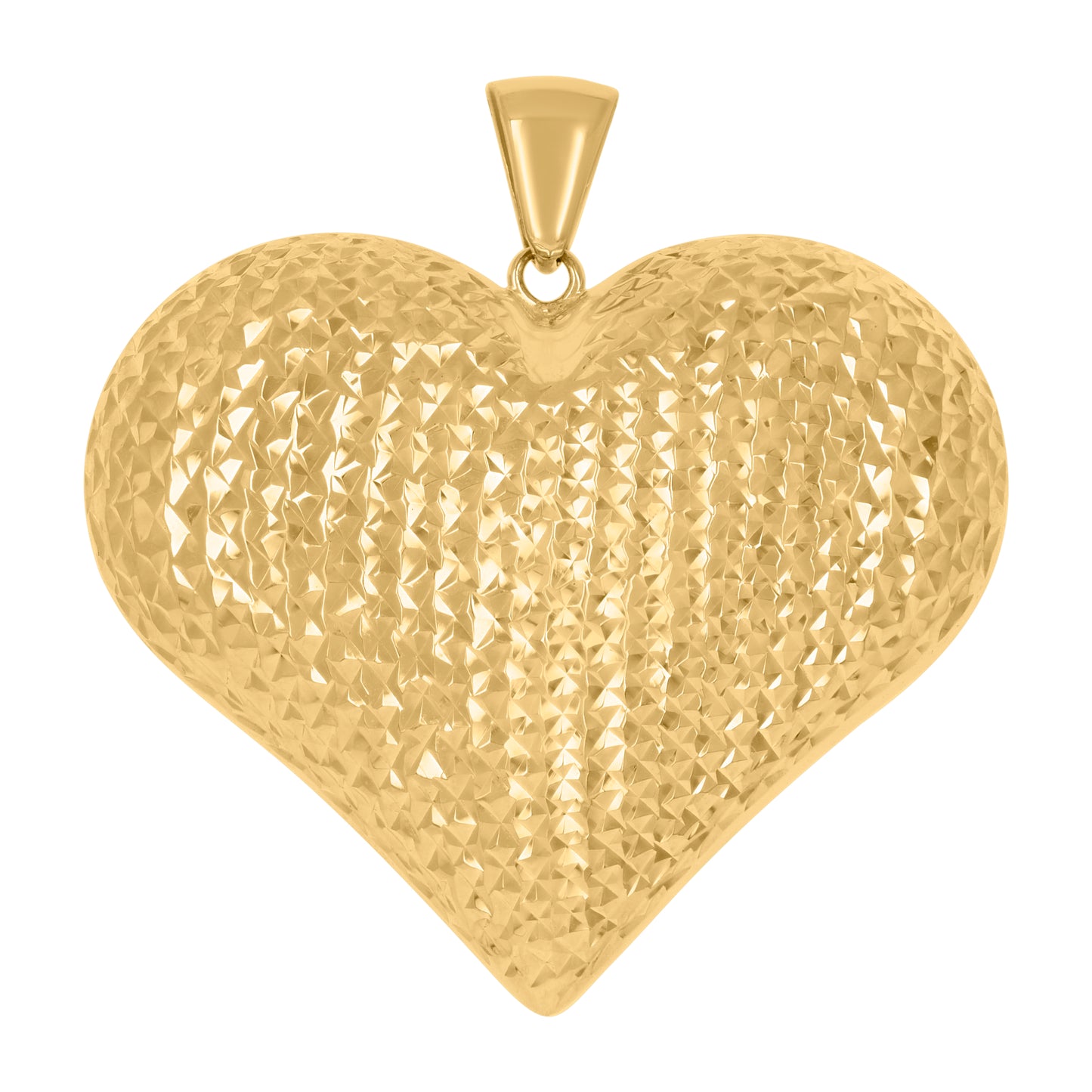 10k Yellow Gold Womens Diamond Cut Love Heart Charm Pendant