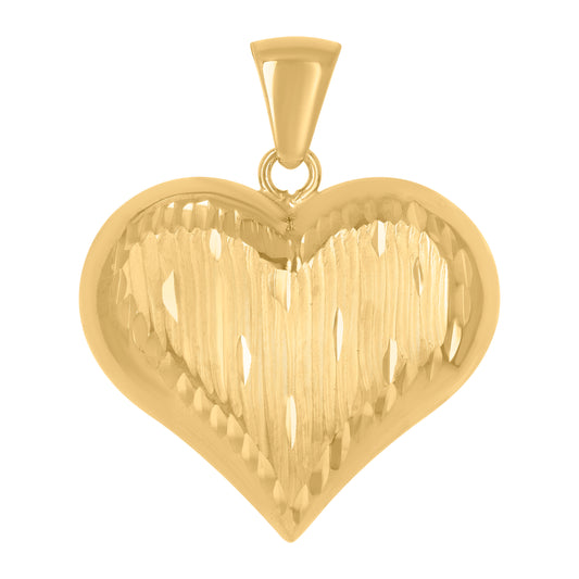 10k Yellow Gold Womens Diamond Cut Love Heart Charm Pendant