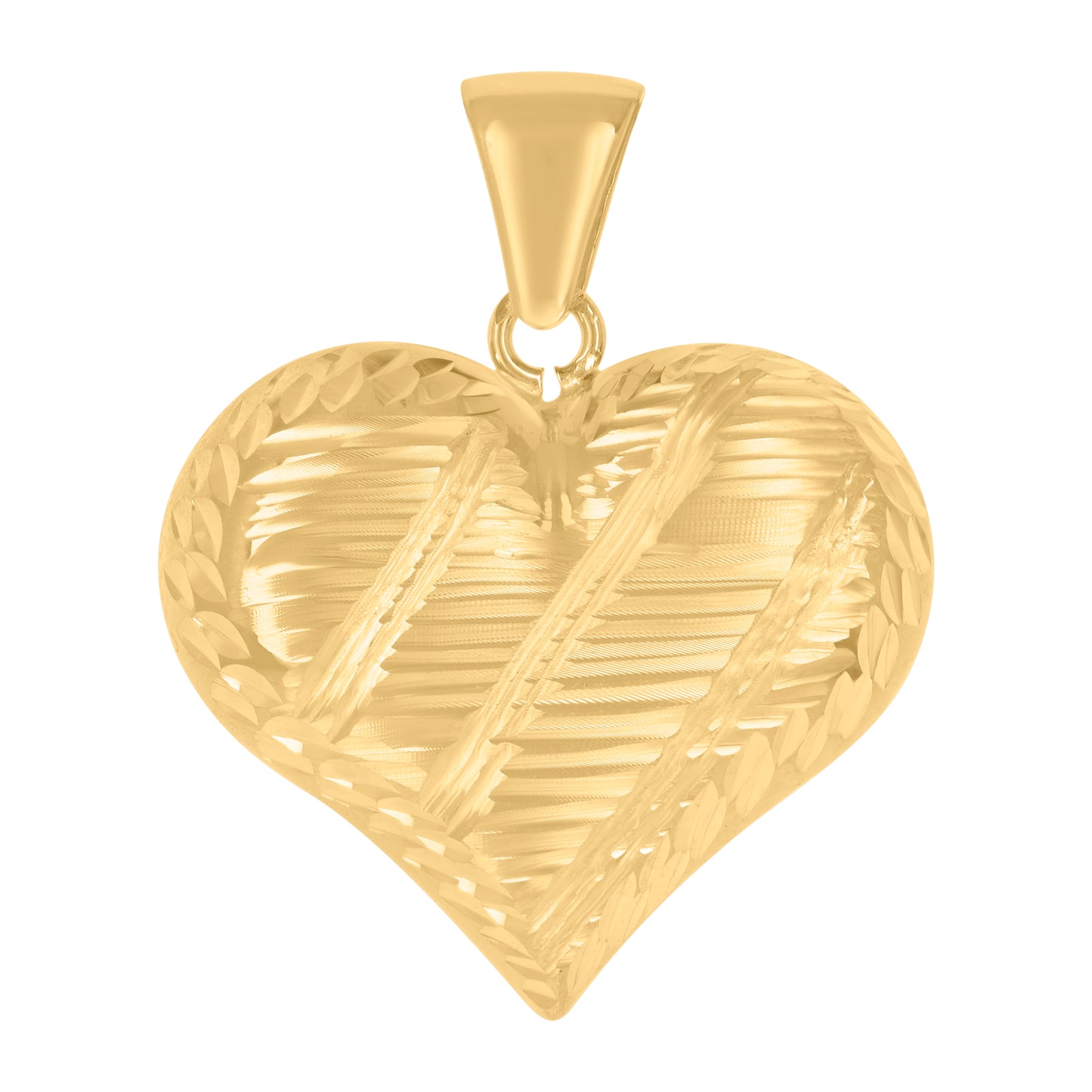 10k Yellow Gold Womens Diamond Cut Love Heart Charm Pendant