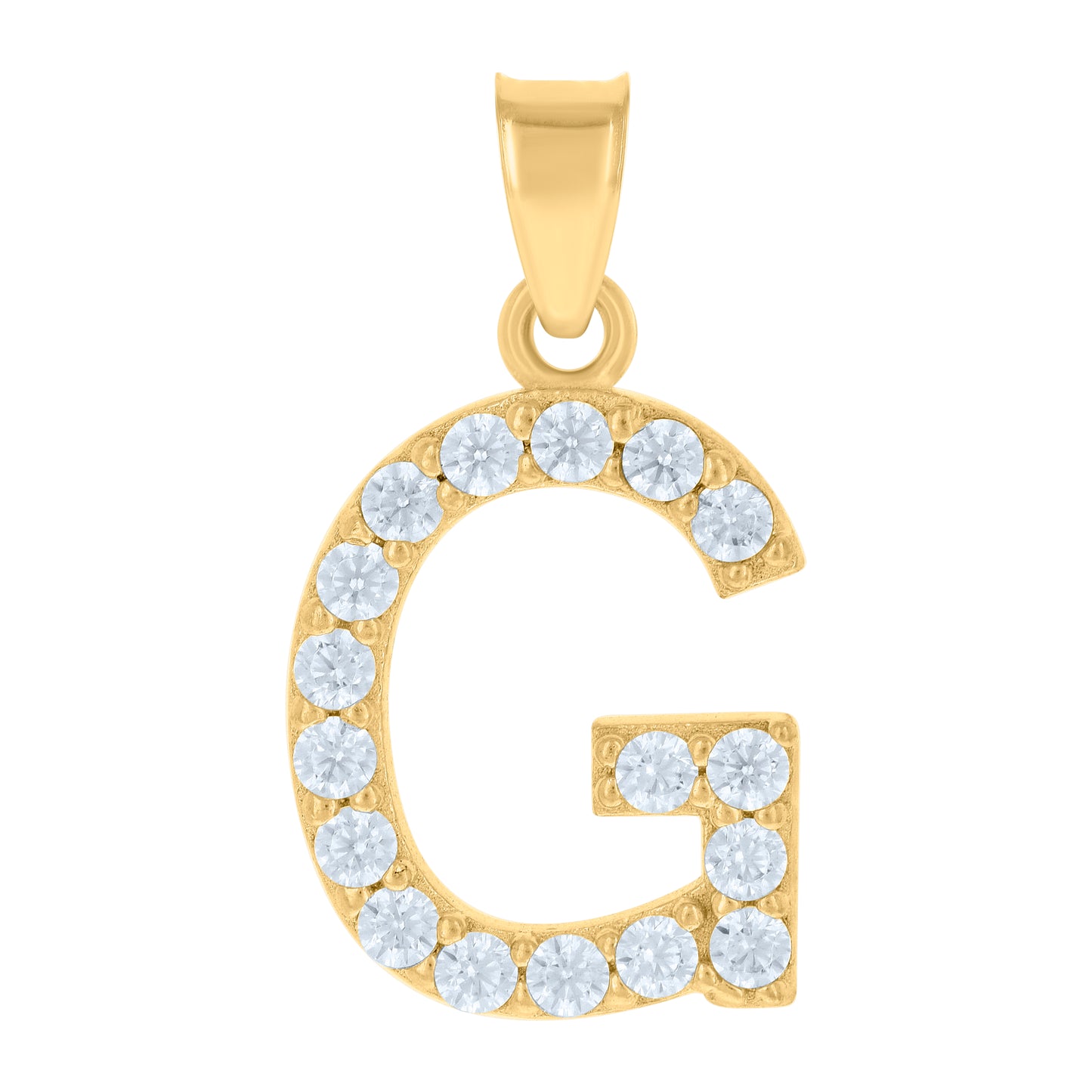 10k Yellow Gold Unisex Cubic Zirconia Initial Alphabet G Charm Pendant