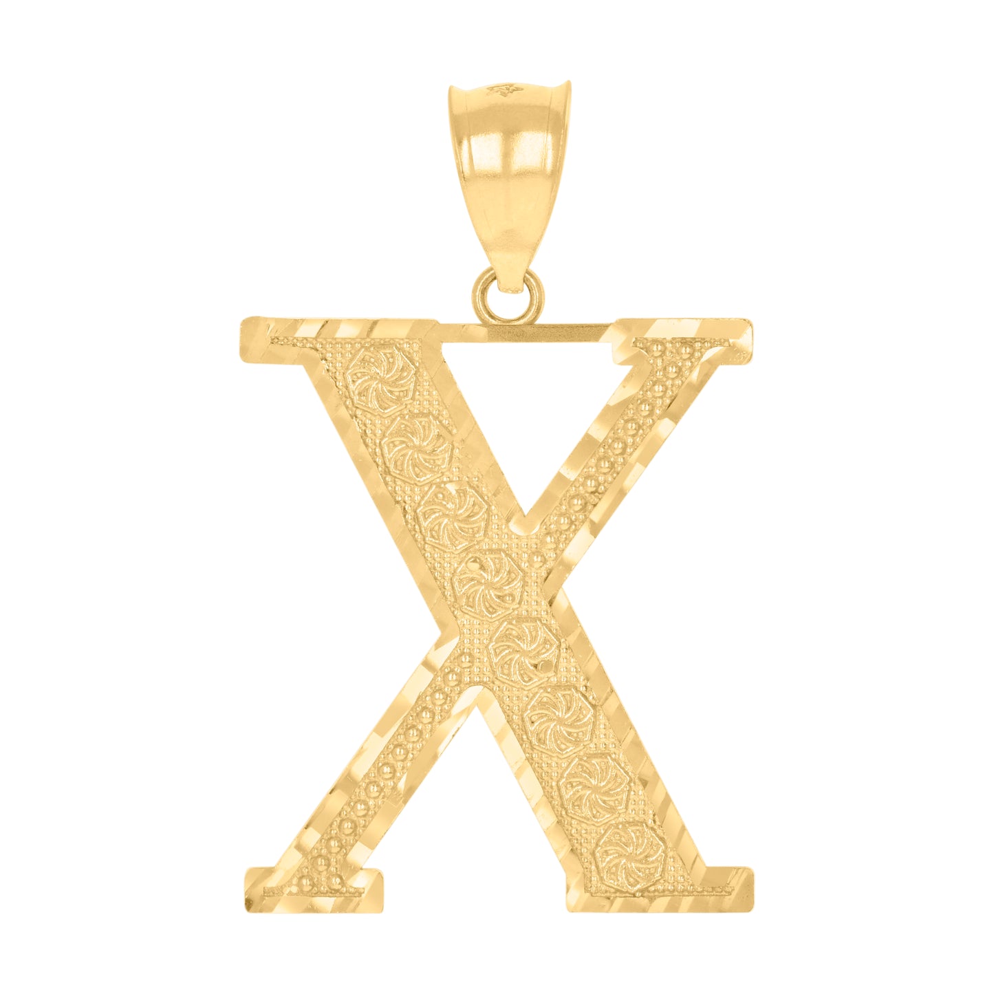 10k Yellow Gold Unisex X Alphabet Initials Charm Pendant