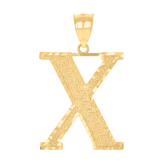 10k Yellow Gold Unisex X Alphabet Initials Charm Pendant