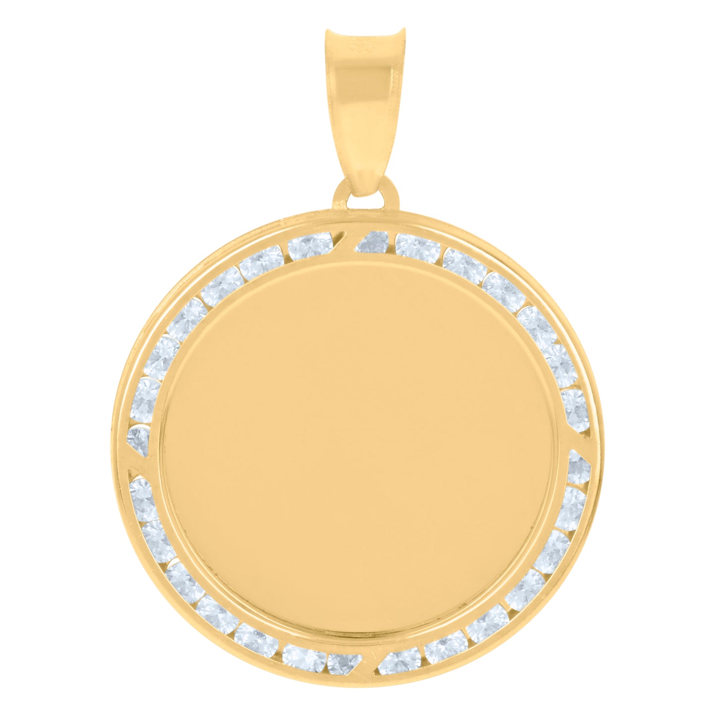 10k Yellow Gold Mens Cubic Zirconia Photo Frame Charm Pendant
