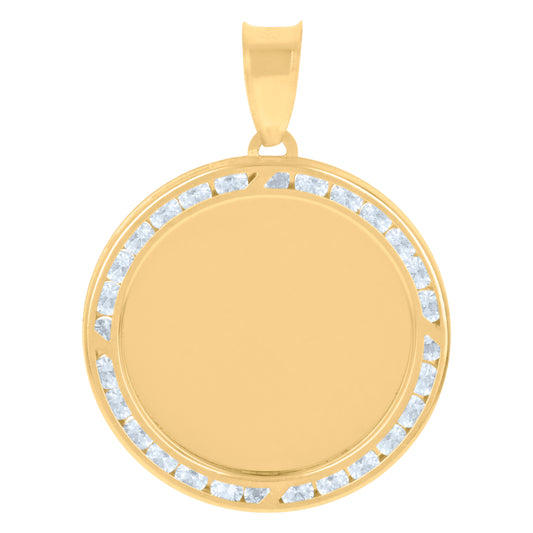 10k Yellow Gold Mens Cubic Zirconia Photo Frame Charm Pendant