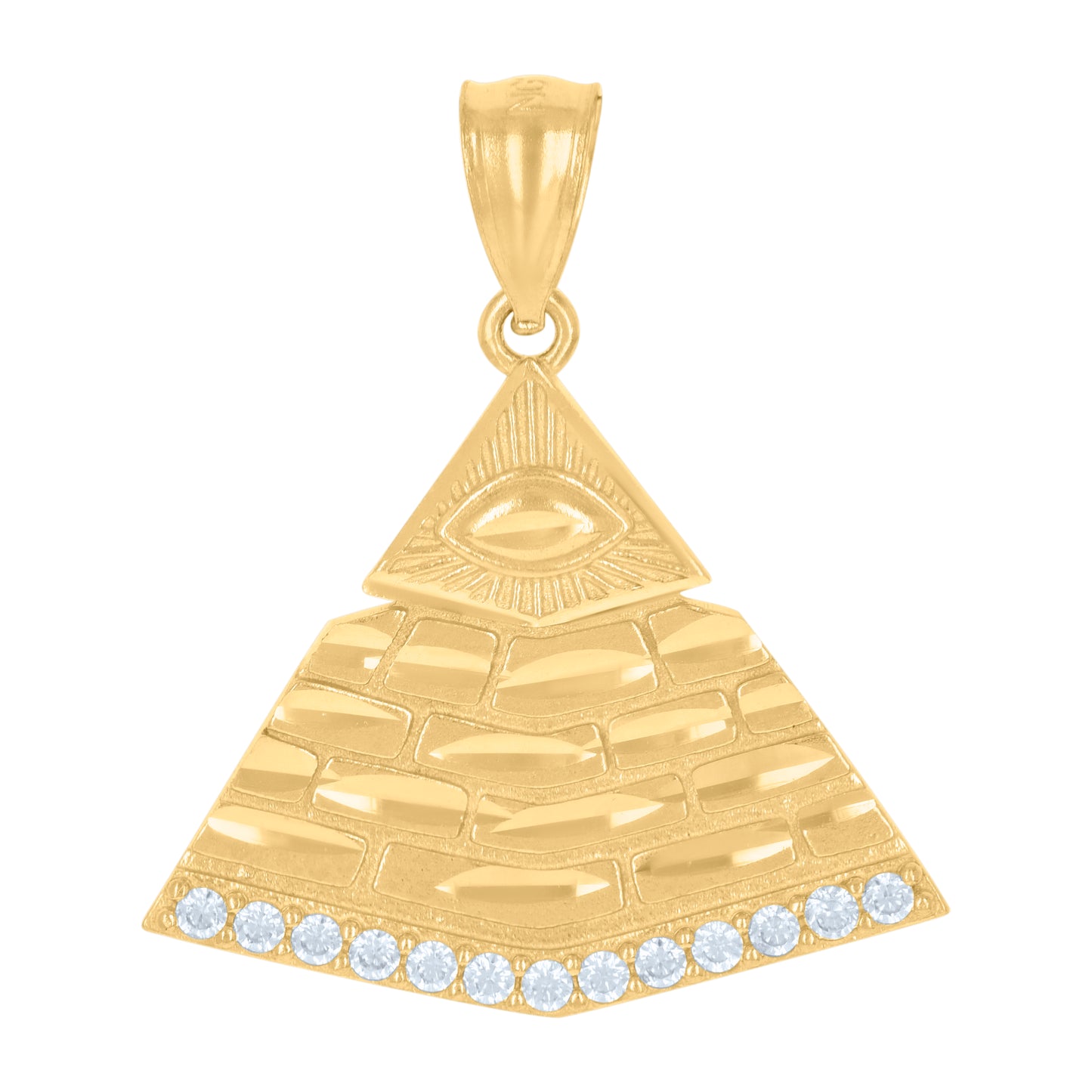 10k Yellow Gold Unisex Cubic Zirconia Pyramid Egyptian Charm Pendant