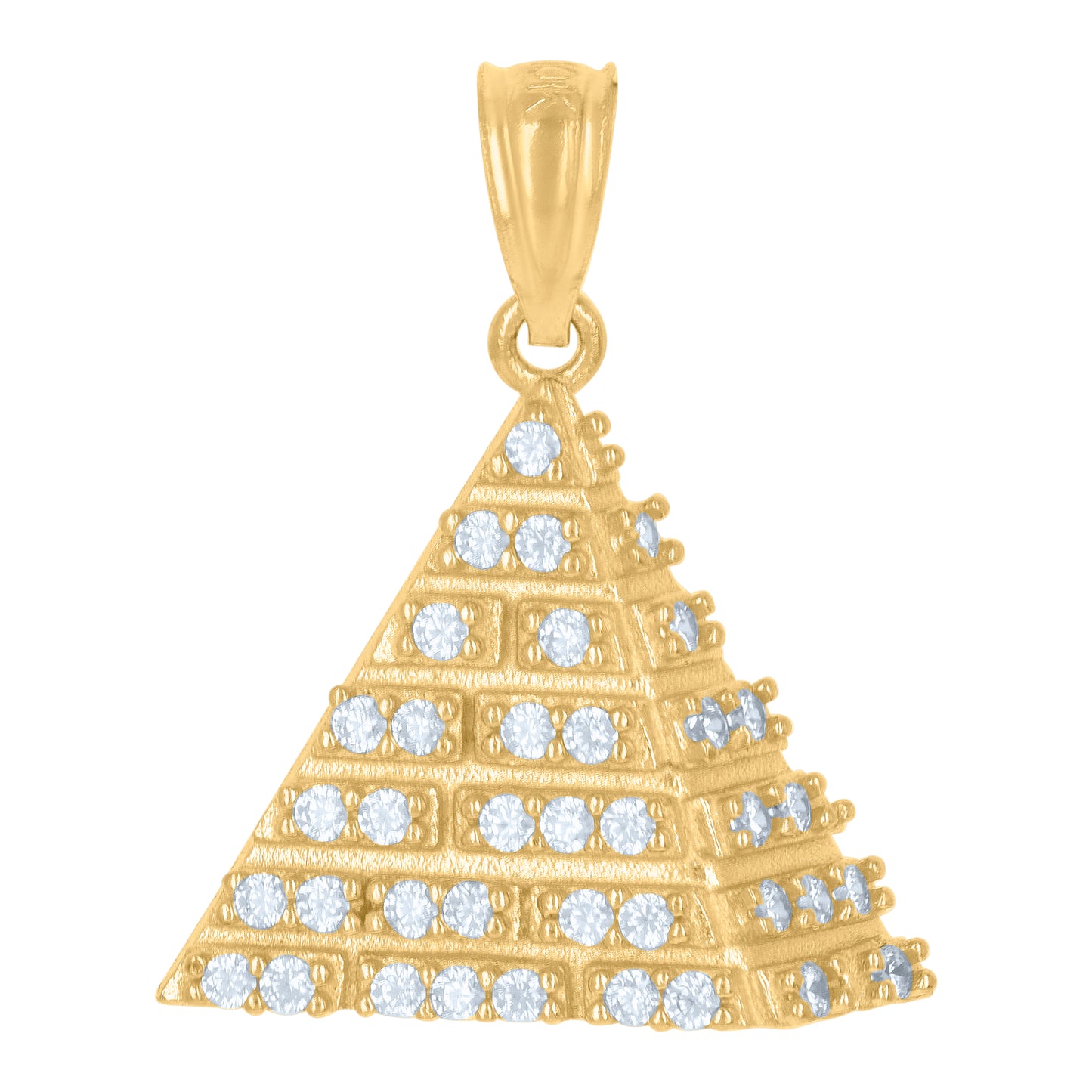 10k Yellow Gold Unisex Cubic Zirconia Pyramid Egyptian Charm Pendant
