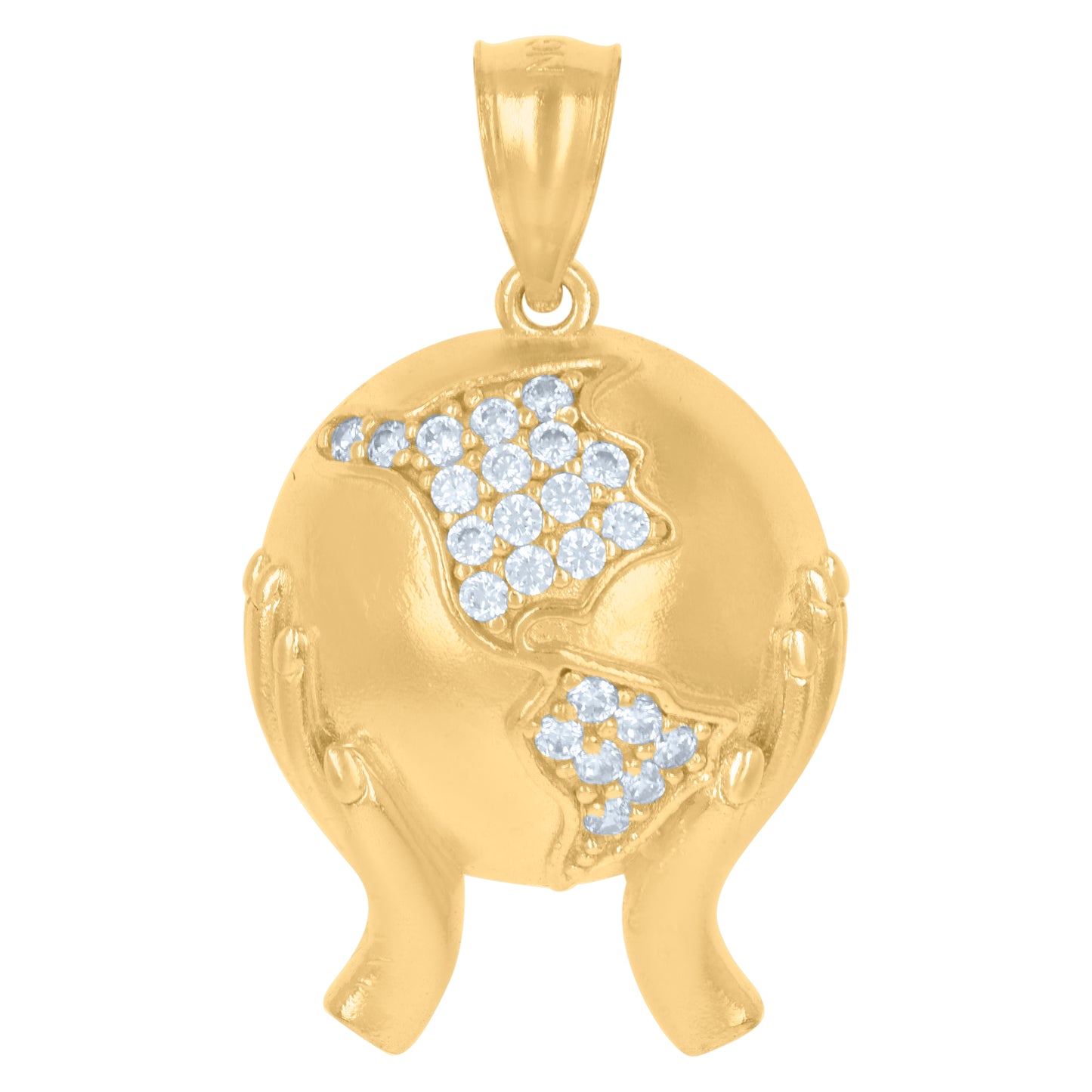 10k Yellow Gold Mens Cubic Zirconia World Map Charm Pendant