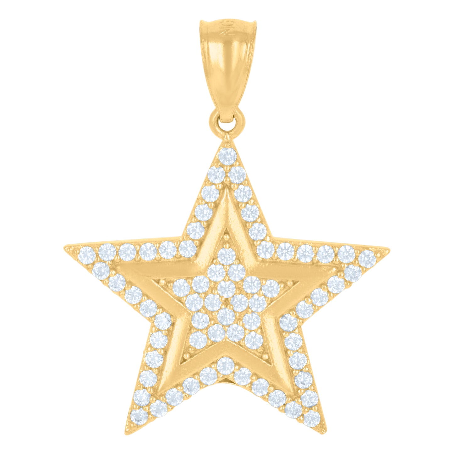 10k Yellow Gold Unisex Cubic Zirconia Star Nautical Charm Pendant