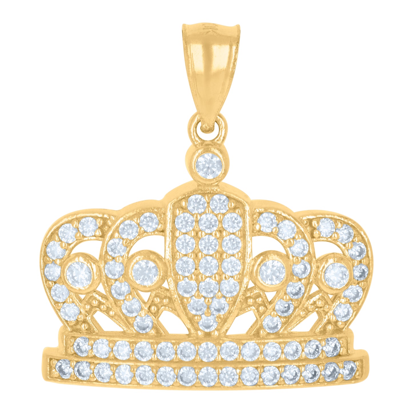 10k Yellow Gold Mens Cubic Zirconia Crown Fashion Charm Pendant