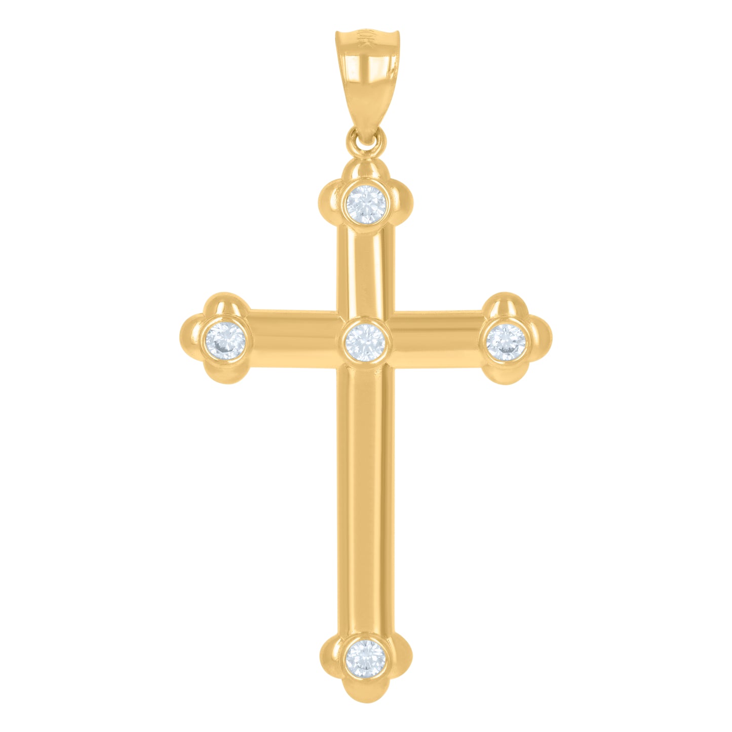 10kt Yellow Gold Unisex Cubic-Zirconia Cross Religious Charm Pendant