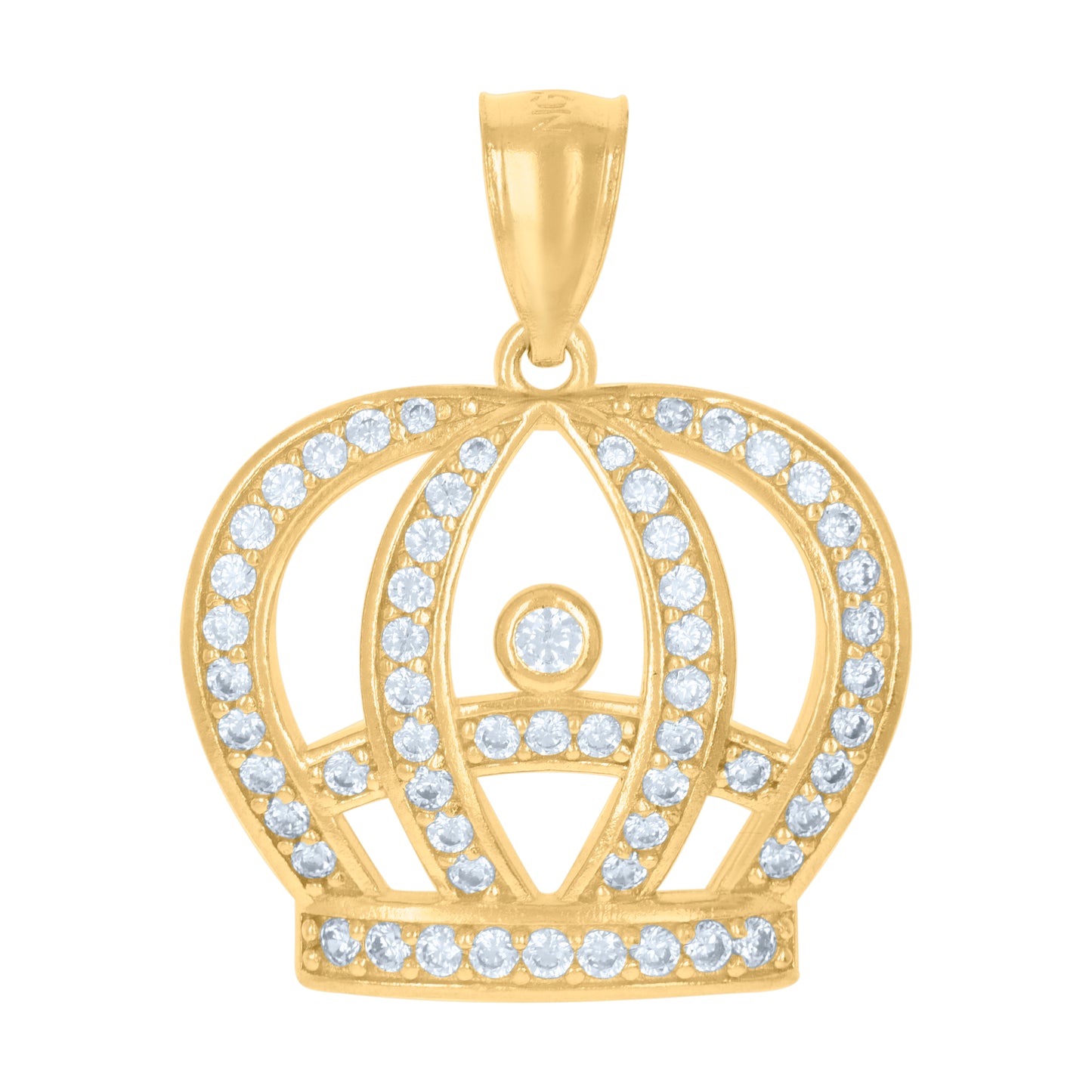 10k Yellow Gold Mens Cubic Zirconia Crown Fashion Charm Pendant